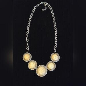 Vintage Egyptian Style Cream and Silver Necklace